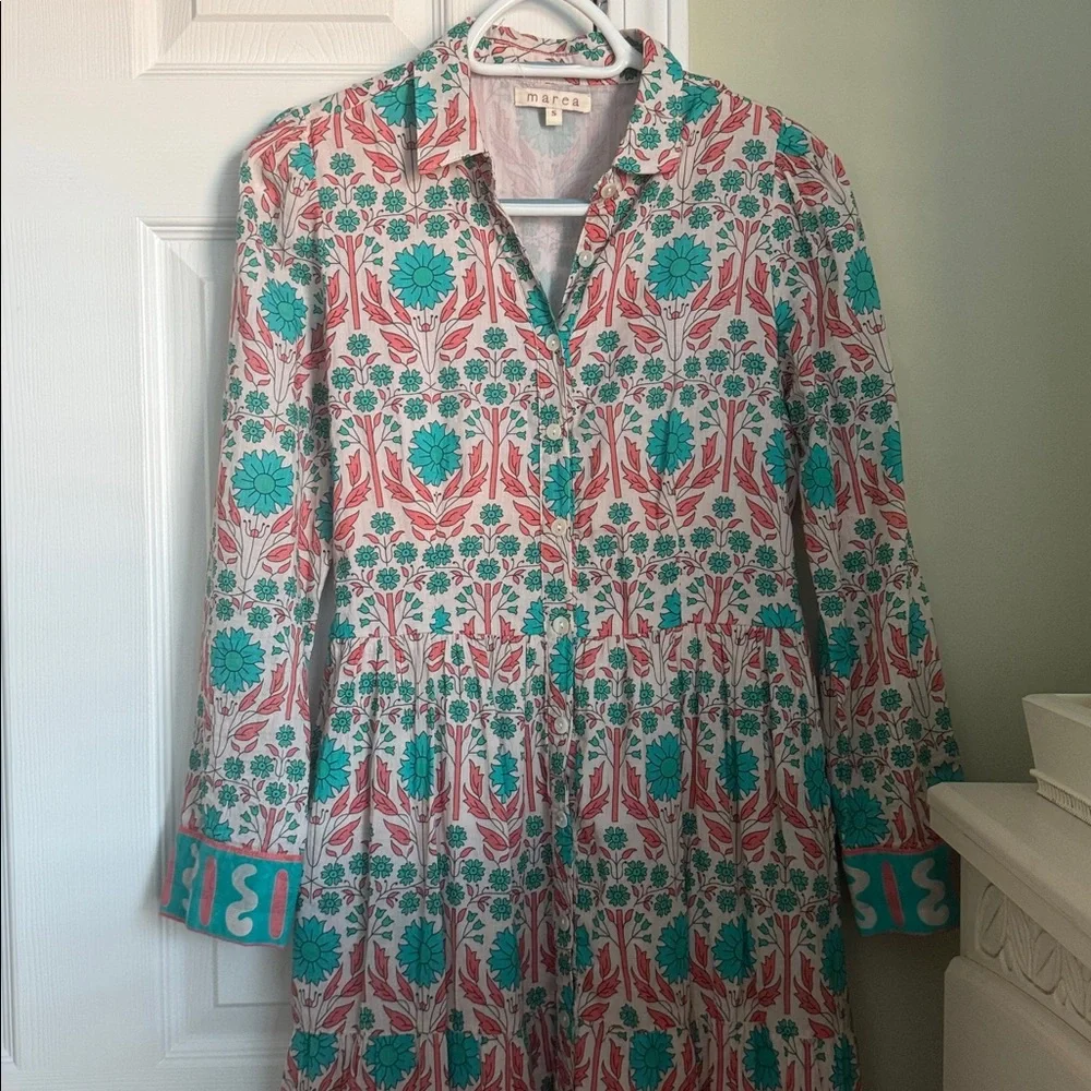 Marea By Liz Joy Flounce Shirt Dress Size S - Picture 2 of 12